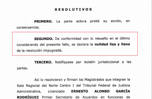 Sentencia que ordena a la aduana la devolución del vehículo.