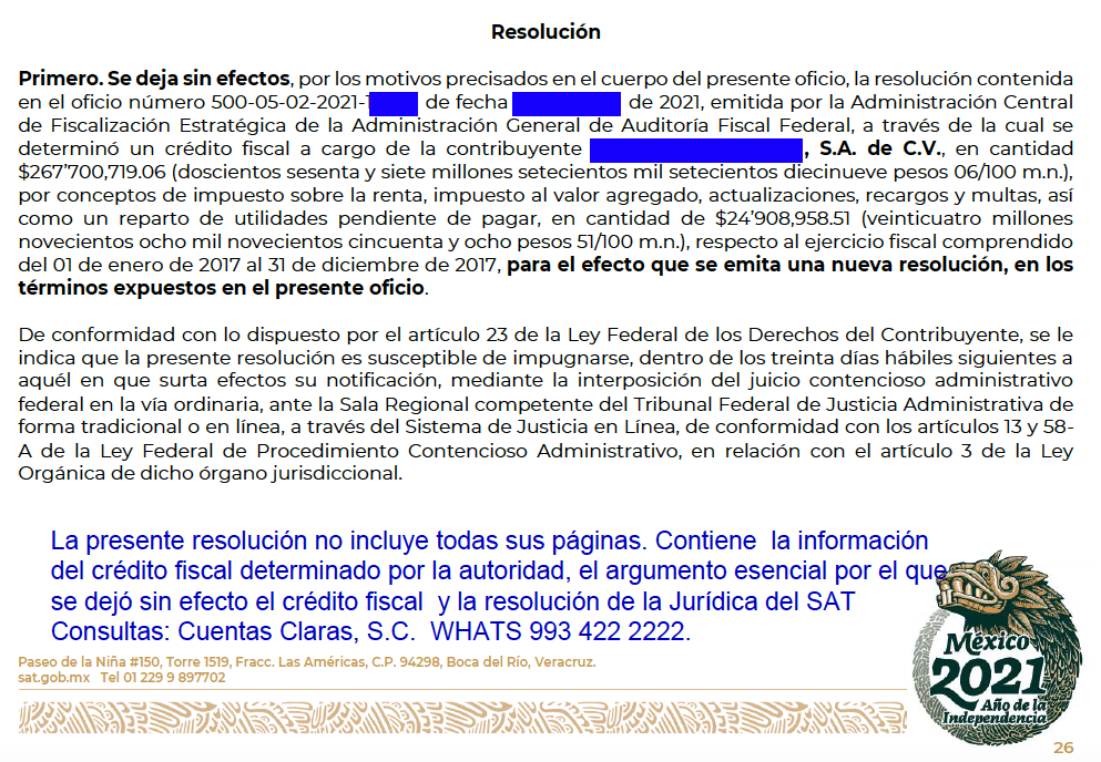 Recurso de Revocación que deja sin efecto impuestos y multas.